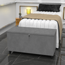 Baú Recamier Multiuso Descanso e Armazenamento Modelo Clássico Estofado em Veludo:cinza - 1