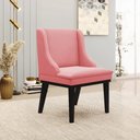 Ver imagem 2 de Kit 6 Cadeiras Decorativas Sala de Jantar Base Fixa de Madeira Firenze Suede Rosê/preto