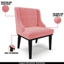 Ver imagem 4 de Kit 6 Cadeiras Decorativas Sala de Jantar Base Fixa de Madeira Firenze Suede Rosê/preto