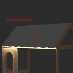 Cama Reversível Casinha com Telhado, Led, Janela e Grade Frontal New Garden Casatema - 19