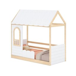 Cama Reversível Casinha com Telhado, Led, Janela e Grade Frontal New Garden Casatema - 4