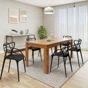 Ver imagem 1 de Conjunto Sala de Jantar Athenas com 6 Cadeiras Allegra Espresso Móveis Bege/Amêndoa/Preto