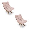 Kit 02 Poltronas Giratória Costela Veludo Rosê Base Madeira MA25 - D'Rossi - 1