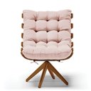 Ver imagem 3 de Kit 02 Poltronas Giratória Costela Veludo Rosê Base Madeira MA25 - D'Rossi