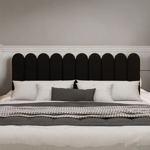 Cabeceira Nuvem King Size Facil Instalação 10 Placas 45x20cm:preto