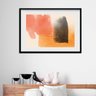 Quadro Abstrato Horizontal Alaranjado - 60x48cm:madeira Branca - 1