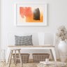 Quadro Abstrato Horizontal Alaranjado - 60x48cm:madeira Branca - 2