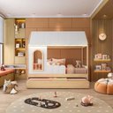 Ver imagem 1 de Bicama Infantil Casinha com LED e Janela New Garden Casatema MadeiraOriginals Branco/Marrom