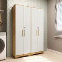 Ver imagem 1 de Conjunto de Armário Multiuso 2 Peças 100% MDF Prisma Espresso Móveis Bege/Amêndoa/Off White