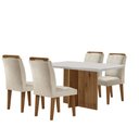 Ver imagem 2 de Sala de Jantar Mesa Olimpia 120cm Mdf Canto Reto com 4 Cadeiras Athenas Moderna