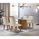 Ver imagem 1 de Sala de Jantar Mesa Olimpia 120cm Mdf Canto Reto com 4 Cadeiras Athenas Moderna