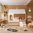 Ver imagem 1 de Bicama Infantil Casinha com Led, Janela e Escadinha New Garden Casatema MadeiraOriginals