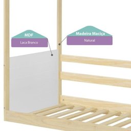 Bicama Reversivel Casinha com Telhado e Led, com Janela, Grade e Escadinha New Garden Casatema - 6
