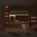 Ver imagem 3 de Bicama Infantil Casinha com Led, Janela e Escadinha New Garden Casatema MadeiraOriginals