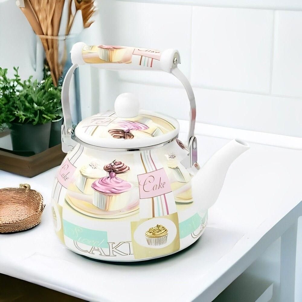 Chaleira Esmaltada Vintage 2,5 Litros para Todos Os Tipos de Fogão Elétrico Indução Charm Cake - 3