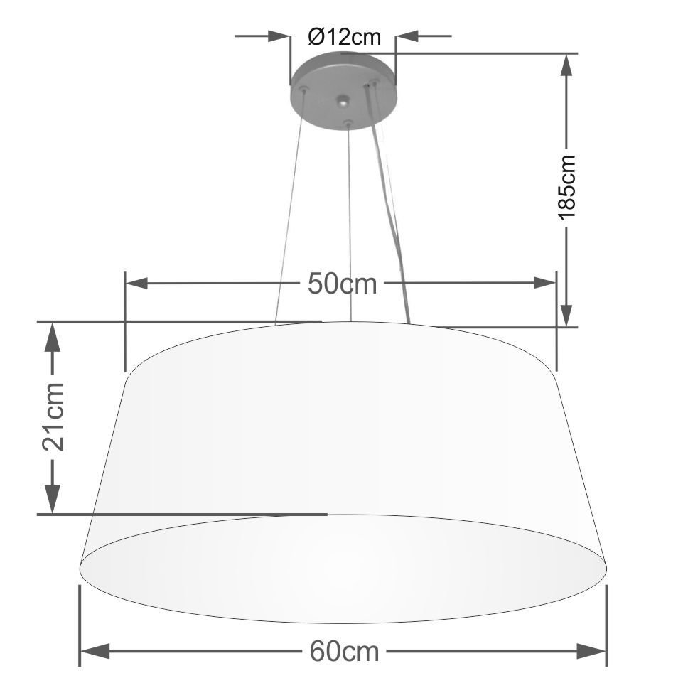 Lustre Pendente Cone Vivare Md-4002 Cúpula em Tecido 21/60x50cm - Bivolt - Linho Bege - Bivolt - 2