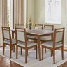 Conjunto Sala Jantar Mesa Tampo Bp Pés Madeira Maciça 6 Cadeiras Madeira - 1