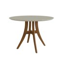 Ver imagem 5 de Conjunto Sala de Jantar Mesa Redonda com Tampo em MDF com Vidro Fendi, Pés Madeira Maciça 4 Cadeiras Bege/Imbuia/Cinza Claro