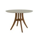 Ver imagem 5 de Conjunto Sala de Jantar Mesa Redonda com Tampo em Mdf com Vidro Fendi, Pés Madeira Maciça 4 Cadeiras