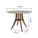 Ver imagem 4 de Conjunto Sala de Jantar Mesa Redonda com Tampo em Mdf com Vidro Fendi, Pés Madeira Maciça 4 Cadeiras