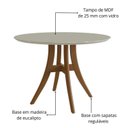 Ver imagem 3 de Conjunto Sala de Jantar Mesa Redonda com Tampo em Mdf com Vidro Fendi, Pés Madeira Maciça 4 Cadeiras