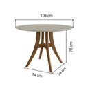 Ver imagem 4 de Conjunto Sala de Jantar Mesa Redonda com Tampo em MDF com Vidro Fendi, Pés Madeira Maciça 4 Cadeiras Bege/Imbuia/Cinza Claro