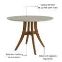 Ver imagem 3 de Conjunto Sala de Jantar Mesa Redonda com Tampo em MDF com Vidro Fendi, Pés Madeira Maciça 4 Cadeiras Bege/Imbuia/Cinza Claro