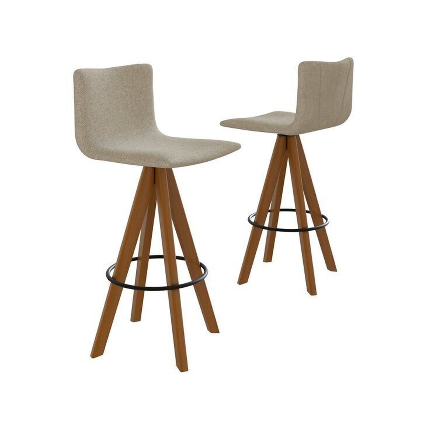 Conjunto Mesa Bistrô com Tampo Redondo em Bp Marmore, Pés Madeira Maciça 2 Banquetas Giratórias Made - 11