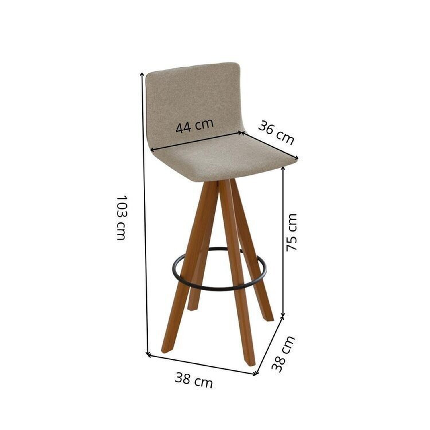 Conjunto Mesa Bistrô com Tampo Redondo em Bp Marmore, Pés Madeira Maciça 2 Banquetas Giratórias Made - 7
