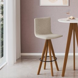 Conjunto Mesa Bistrô com Tampo Redondo em Bp Marmore, Pés Madeira Maciça 2 Banquetas Giratórias Made - 9