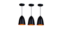 Ver imagem 1 de Kit 3 Lustre Pendente Bala Vegas Soft Pt Fosco com Cobre