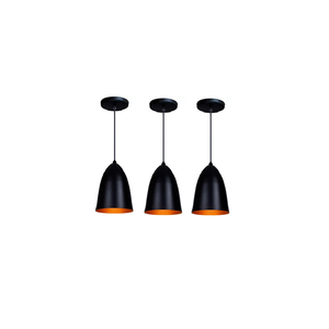 Kit 3 Lustre Pendente Bala Vegas Soft PT Fosco com Cobre
