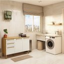 Ver imagem 3 de Conjunto para Lavanderia com 2 Peças 100% MDF Itália Espresso Móveis Bege/Amêndoa/Off White