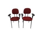 Ver imagem 1 de Kit 2 Cadeira Palito com Braço Regulável para Recepção Sala de Espera Tecido Vermelho Preto