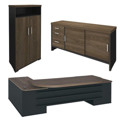 Conjunto Escritório Home Office 3 Peças Corp A06 Charuto-preto - Mpozenato