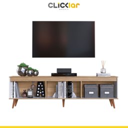 Rack Sala de Estar Branco Retrô para TV Até 60’ com Pés Palito 180 Cm Viena Mel MDP - ClickLar - 3