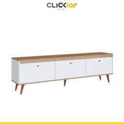 Rack Sala de Estar Branco Retrô para TV Até 60’ com Pés Palito 180 Cm Viena Mel MDP - ClickLar - 2