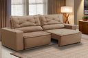 Ver imagem 1 de Sofá Retrátil e Reclinável 3 lugares com Molas 1,80m Livia Suede Cappuccino Adonai Estofados