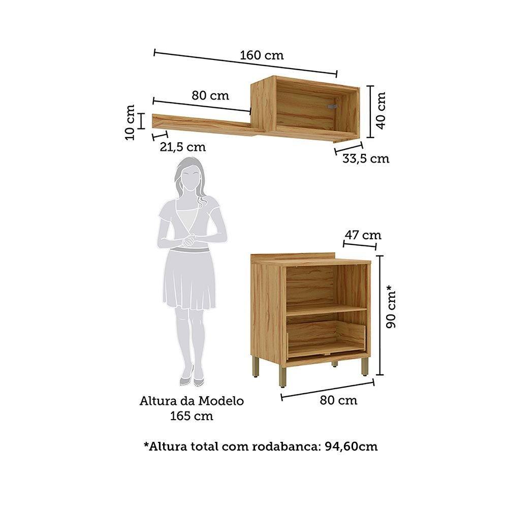 Conjunto para Lavanderia com 3 Peças 100% Mdf Vicenza Espresso Móveis - 5