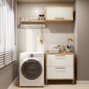 Ver imagem 1 de Conjunto para Lavanderia com 3 Peças 100% MDF Vicenza Espresso Móveis Bege/Amêndoa/Off White