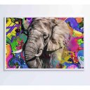 Ver imagem 5 de Quadro Pitura Colorida Elefante 90x60 Cm Adesivo Fotográfico