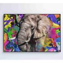 Ver imagem 4 de Quadro Pitura Colorida Elefante 90x60 Cm Adesivo Fotográfico