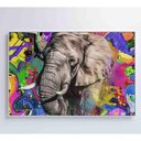 Ver imagem 3 de Quadro Pitura Colorida Elefante 90x60 Cm Adesivo Fotográfico