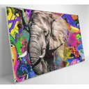 Ver imagem 7 de Quadro Pitura Colorida Elefante 90x60 Cm Adesivo Fotográfico