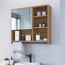 Ver imagem 1 de Armário Espelheira para Banheiro 80cm com 1 Porta 4 Nichos e Toalheiro P1042