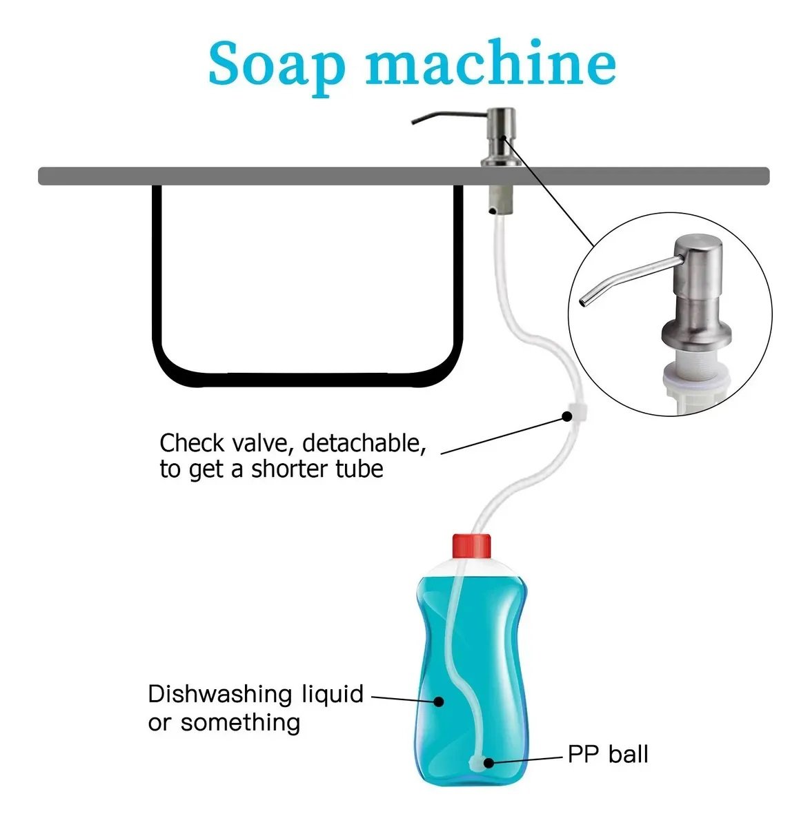 Dispenser Dosador Mangueira Flexivel Embutir Sabao Detergente Liquido Suporte Pia Cozinha Banheiro T - 5