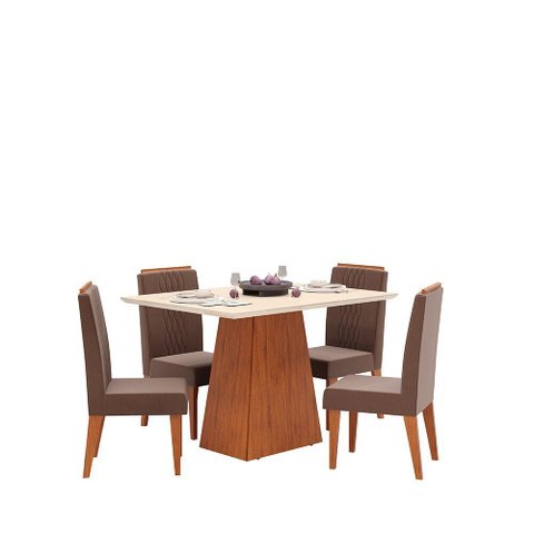 Conjunto de Mesa Dj Móveis Dulce com 4 Cadeiras Lia