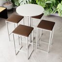 Ver imagem 1 de Conjunto Mesa Alta Bar Bistrô Redonda Branca 4 Bancos Estofado Don Castro Decor