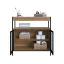 Ver imagem 2 de Armário Gabinete de Banheiro 80cm Estilo Industrial com 2 Portas Marrom/Preto/Mel