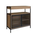 Ver imagem 3 de Armário Gabinete de Banheiro 80cm Estilo Industrial com 2 Portas Marrom/Preto/Mel
